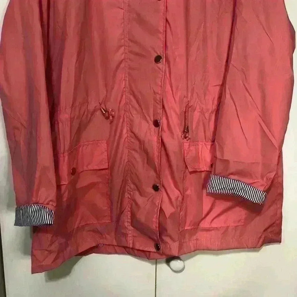 Plus Size Women Salmon Pink Windproof Jacket Removable Hood Zip & Snaps Size XXL - Picture 3 of 16